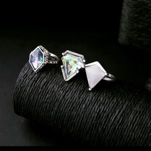 Geometric gem stone ring set
